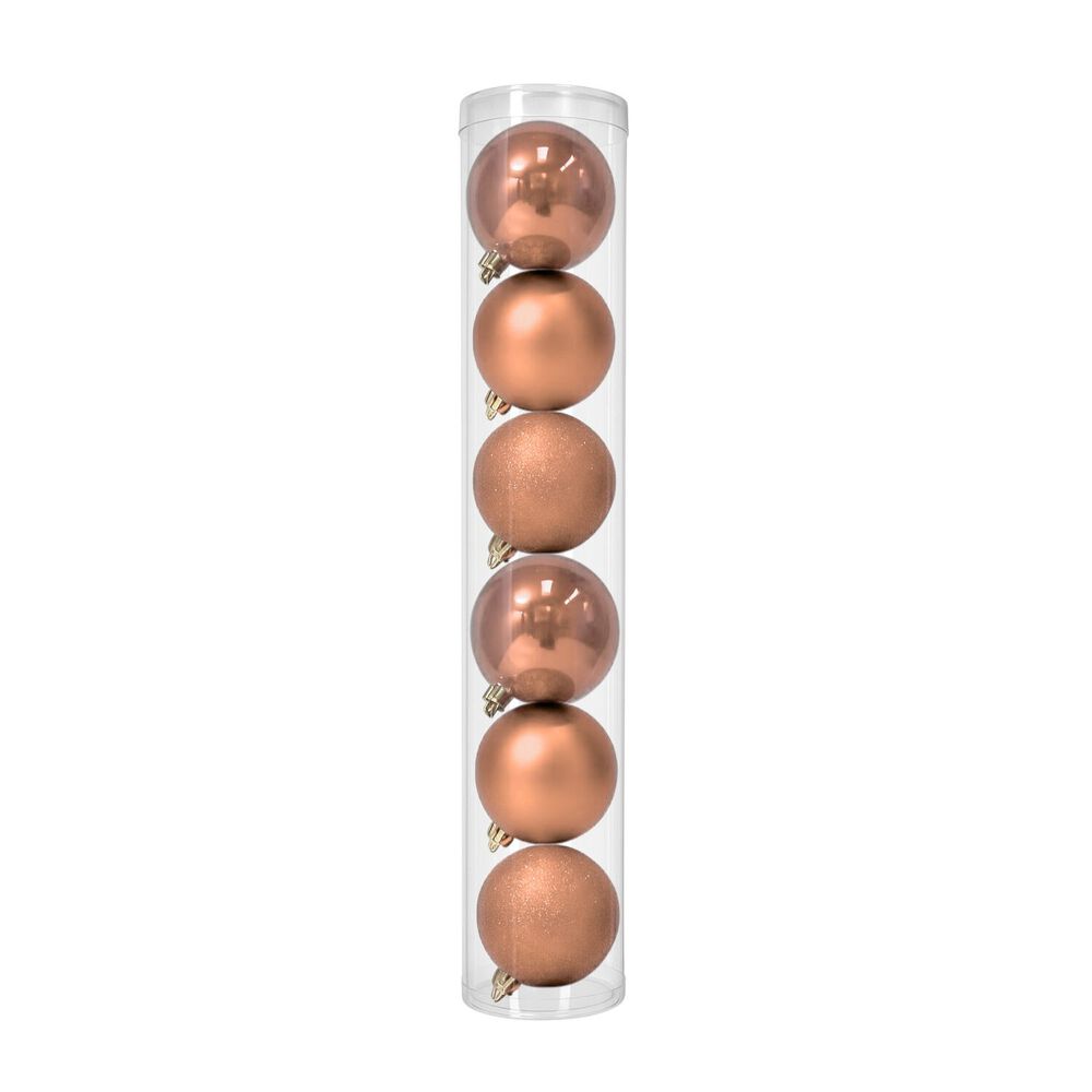 6 Esferas Navideñas Bambalinas 10 Cm Rosado Bolas Decoracion image number 0.0