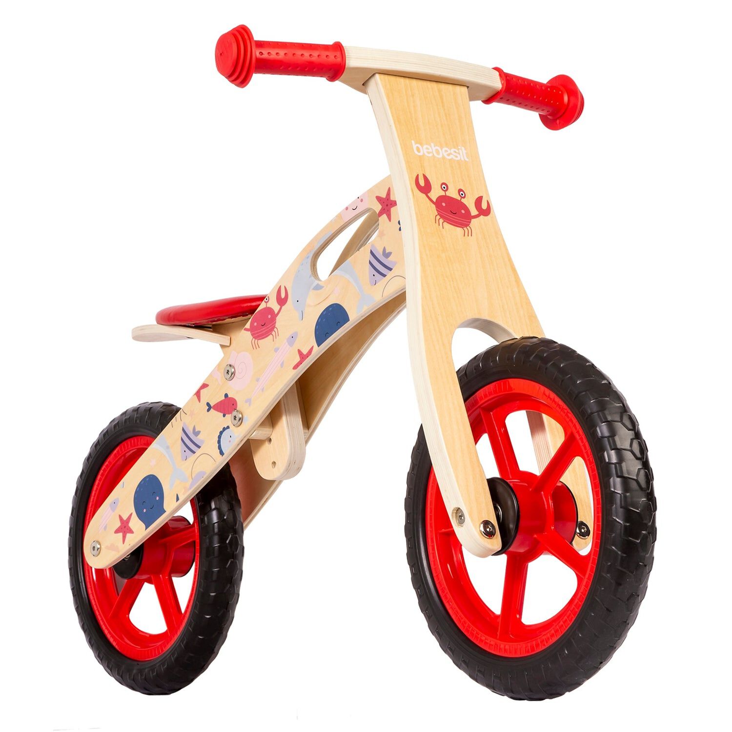 Bicicleta De Equilibrio Aprendizaje Madera Oc&eacute;ano Rojo Bebesit image number 0.0