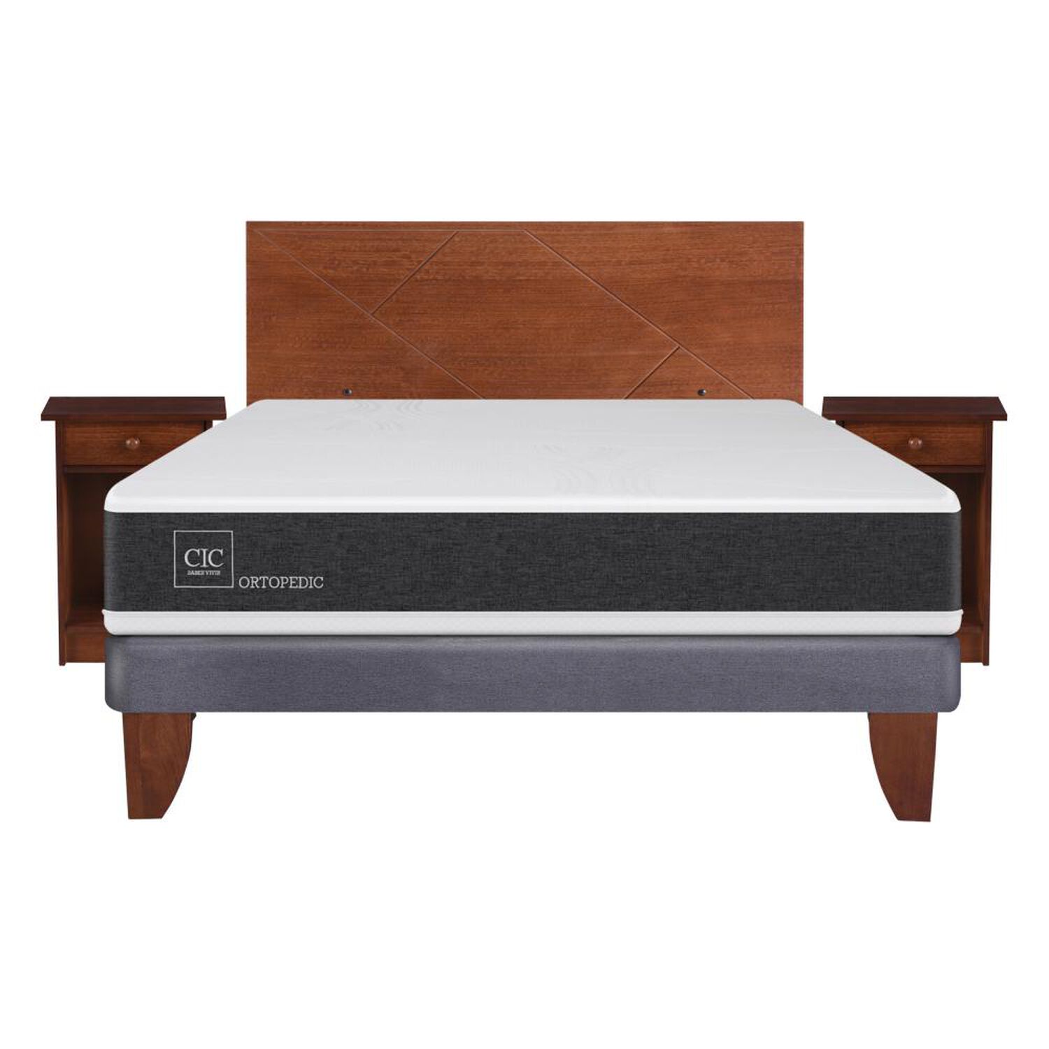 Cama Europea Cic Ortopedic / 2 Plazas / Base Normal + Set De Maderas image number 0.0