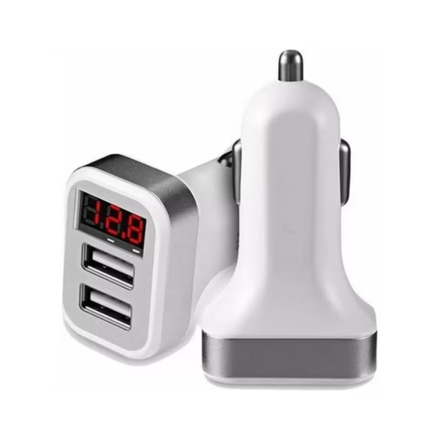 Cargador Para Automovil Doble Usb Carga Rapida Led Blanco image number 1.0