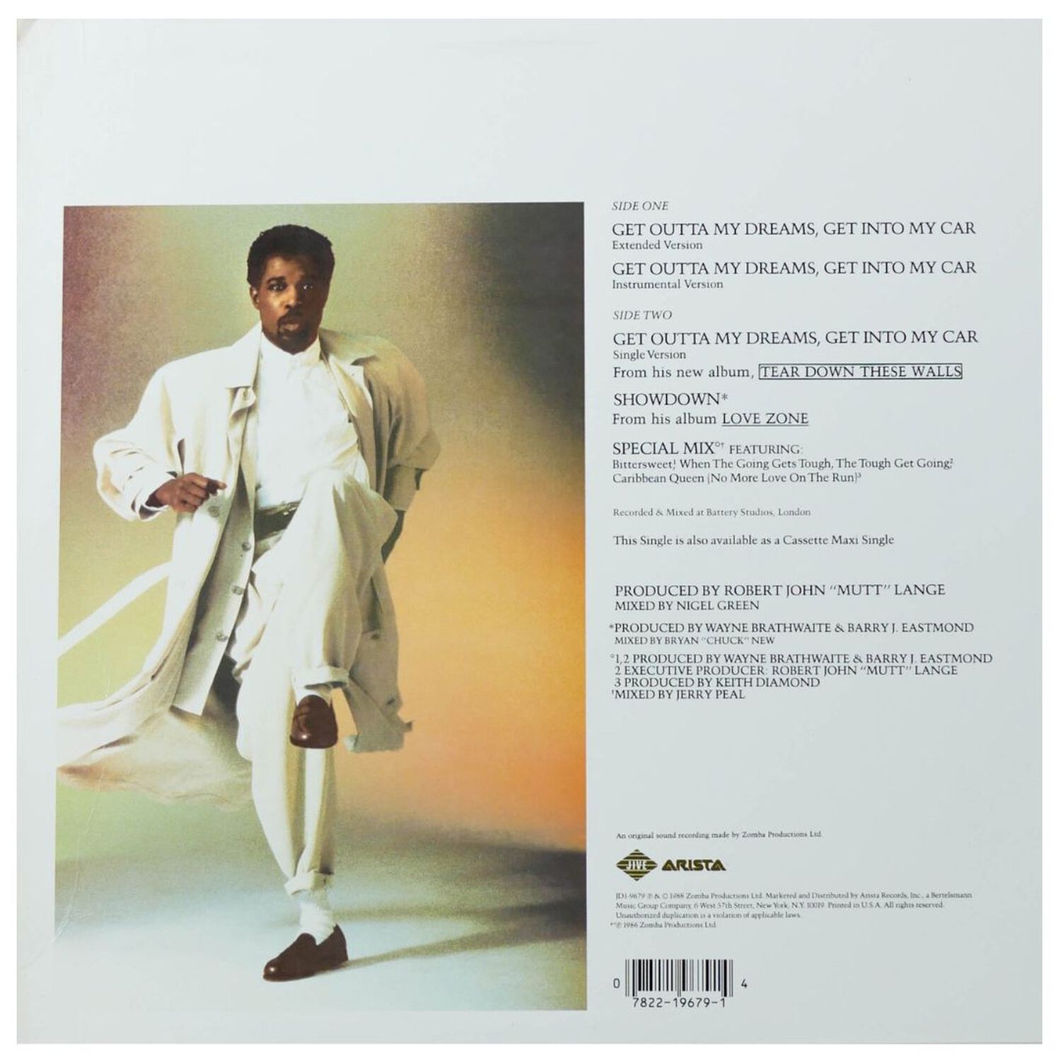 Billy Ocean - Get Outta My Dreams, Get Into My Car | 12" Maxi Single Vinilo Usado image number 1.0