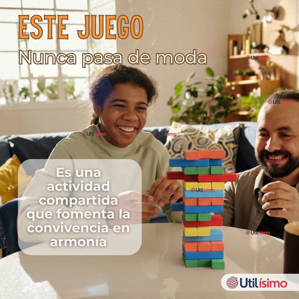 Jenga Juego De Mesa 48 Piezas Multicolor Madera Original image number 6.0