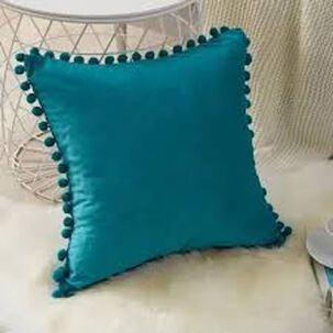 Set De 2 Cojines De Terciopelo Con Pompones