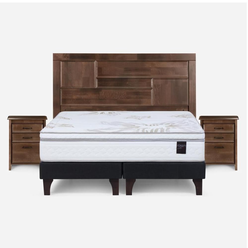 Cama Europea Rosen Art 4 / 2 Plazas / Base Dividida + Set De Maderas Dolce image number 0.0
