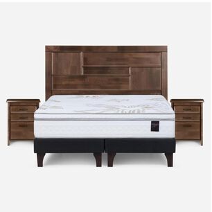 Cama Europea Rosen Art 4 / 2 Plazas / Base Dividida + Set De Maderas Dolce