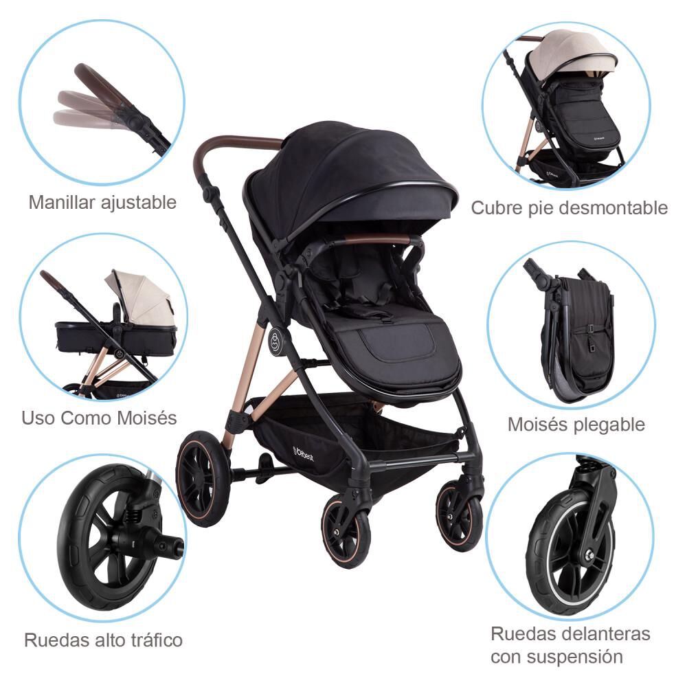 Coche Travel System Explorer Negro Bebesit image number 8.0