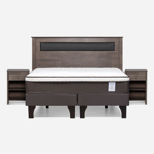 Cama Europea Rosen New Style 4 Plus / 2 Plazas / Base Dividida  + Set Maderas Ferrara Gris