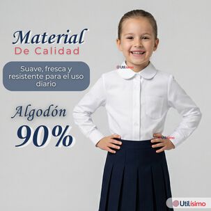 Pack 3 Blusas Escolar Camisa Blanca Manga Larga Colegio Para Ni&ntilde;as