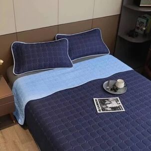 Cubrecama Quilt Cobertor King Azul Y Azul Claro