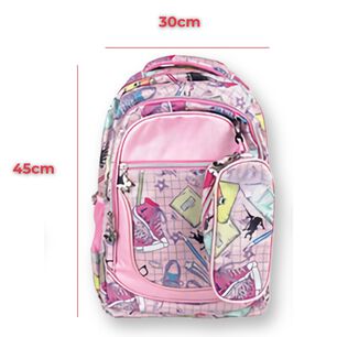 Pack Mochila Lonchera Estuche 45cm Juvenil Y Escolar Girls Geometric Pink