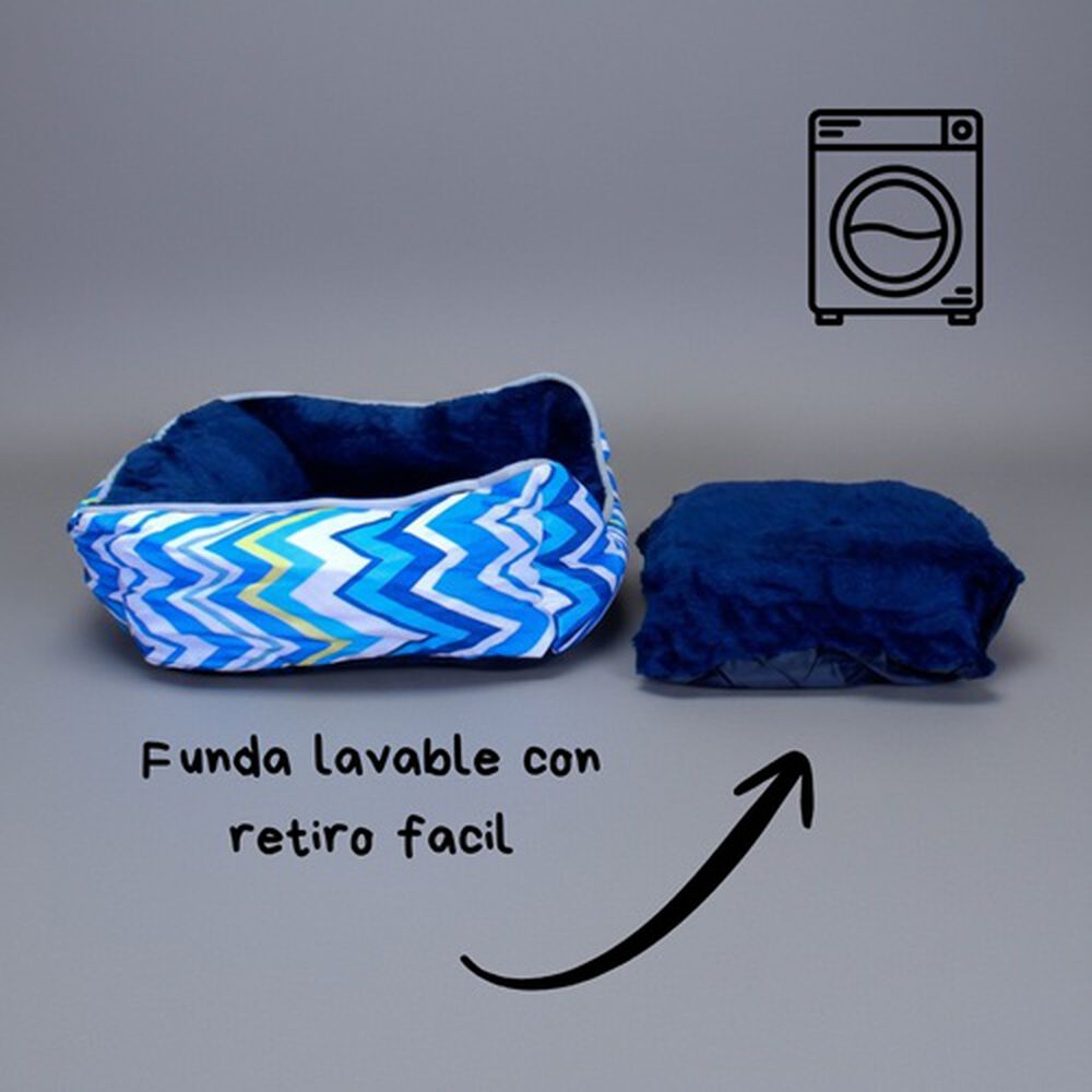 Cama Para Mascotas Espuma - Talla S (tricolor Azul) image number 3.0
