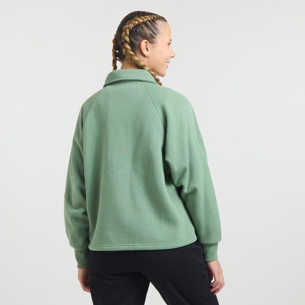 Polerón Deportivo Liso Regular Cuello Camisero Abotonado Mujer Wetland image number 3.0