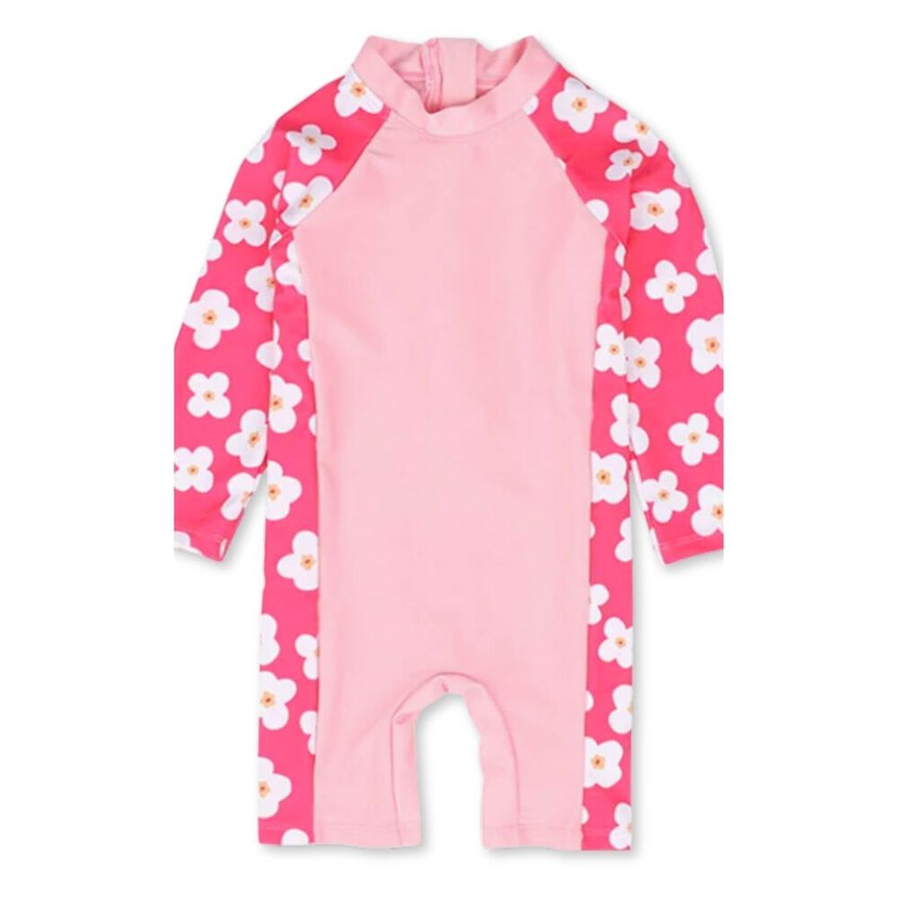 Traje De Baño Enterito Manga Larga Niña Jump Kids Rosa Flores image number 0.0