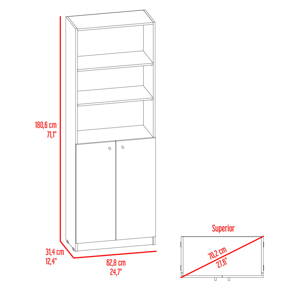 Estante Organizador De Libros 2 Puertas 180,6x62,8x29,9 Cm image number 7.0