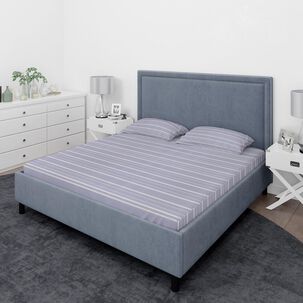 Juego De S&aacute;banas Nautica 4 Piezas Microfibra 2 Plazas Lineas Azules