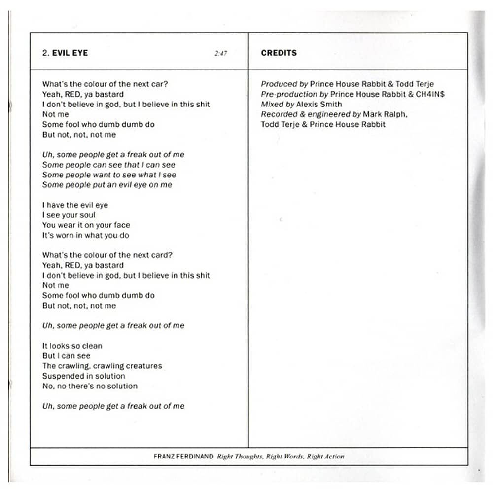 Franz Ferdinand - Right Thoughts, Right Words, Right Action | Cd image number 7.0