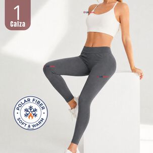 Calza Panty Polar T&eacute;rmica Sin Costura Tiro Alto Elasticada Gris