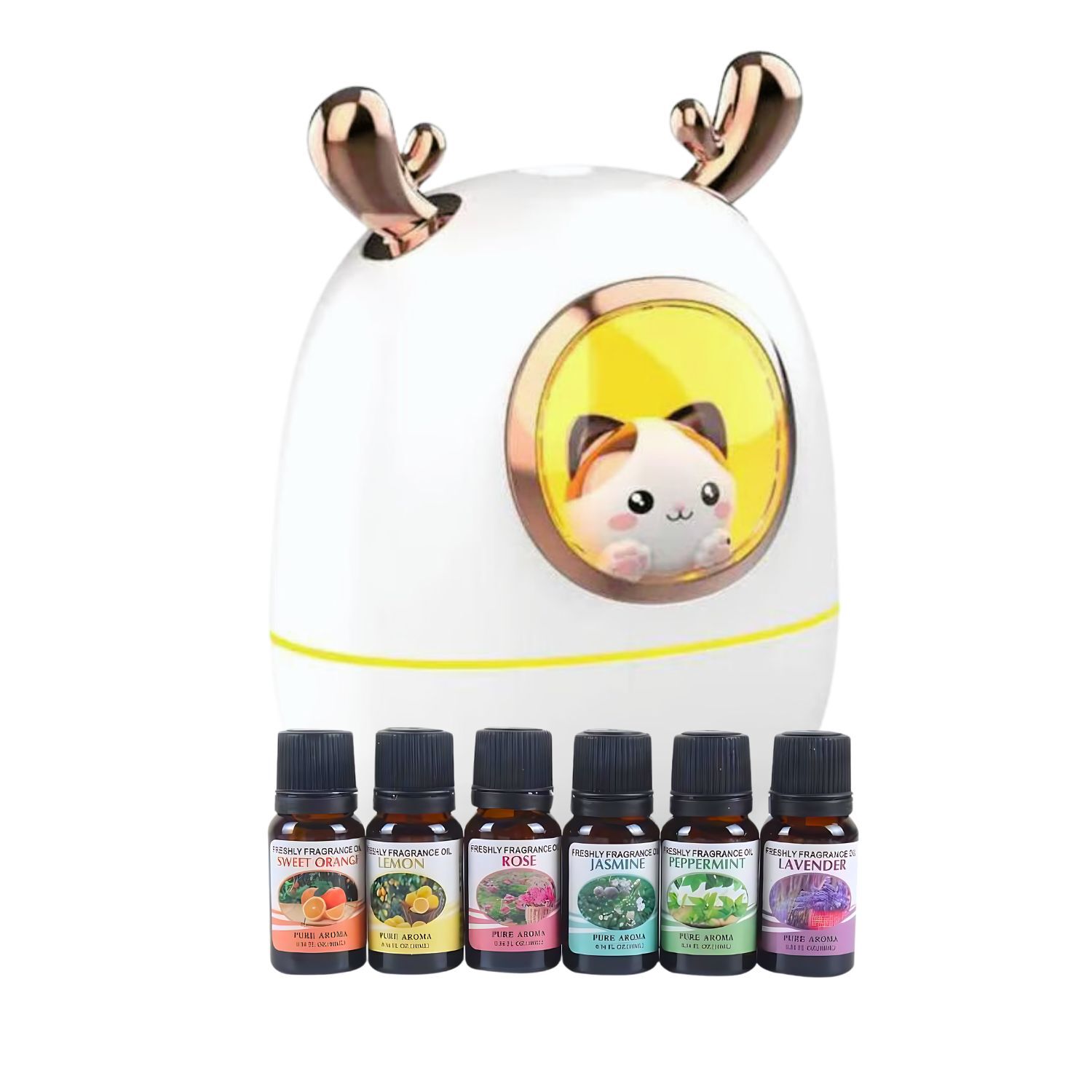Pack Humidificador Nave Espacial Gato + 6 Esencias Aromaticas image number 1.0