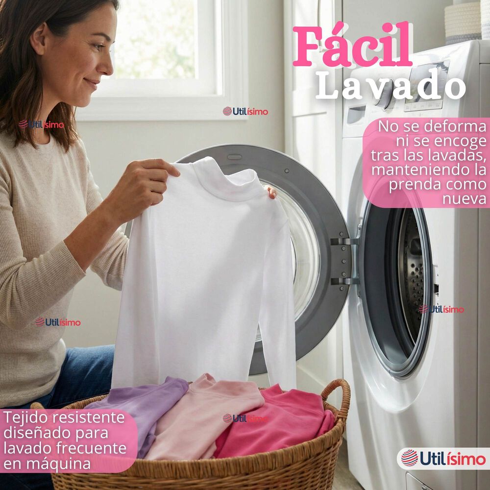 Polera Camiseta Bamb&uacute; Blanca Cuello Beatle Primera Capa Manga Larga Ni&ntilde;a image number 9.0