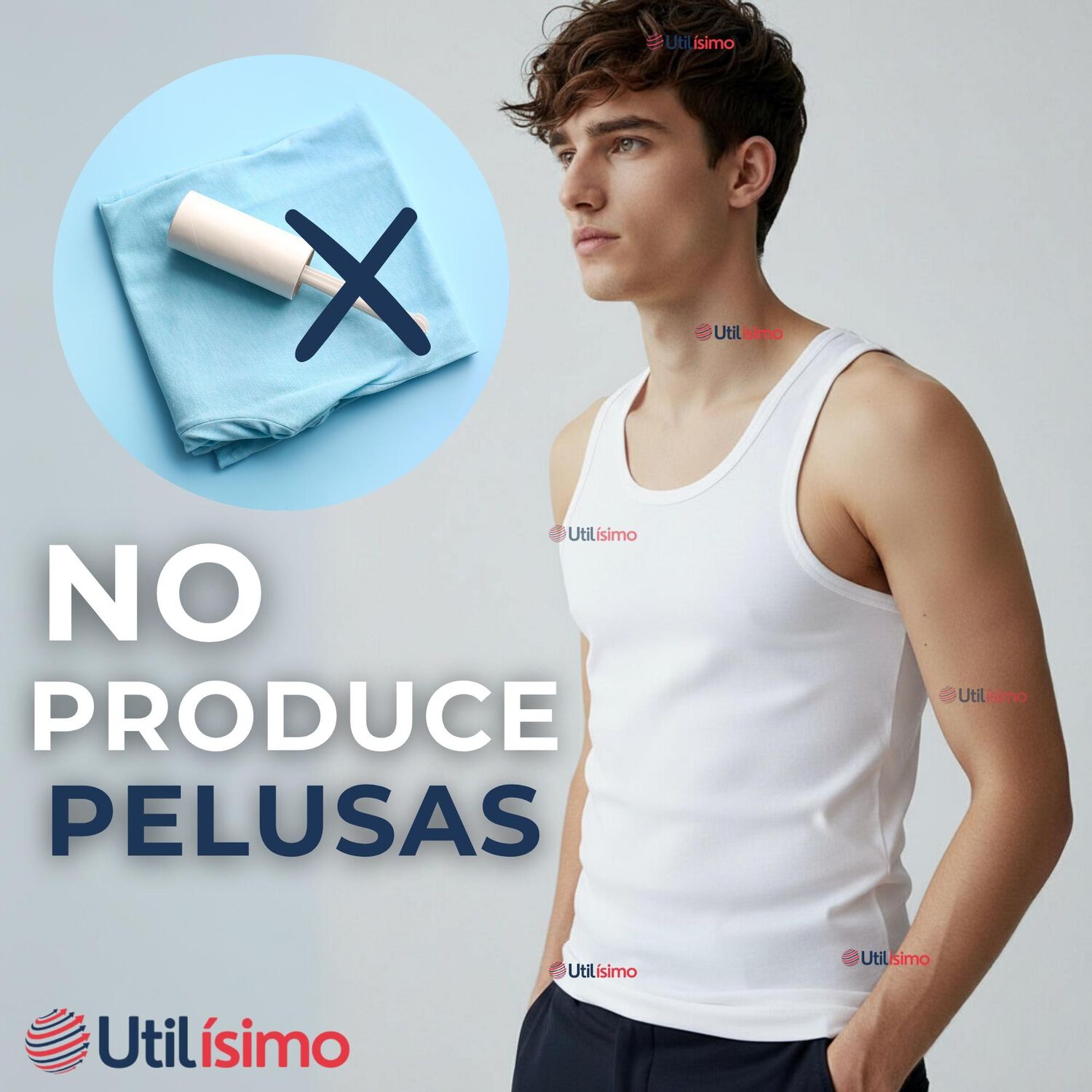 Camiseta Sin Manga B&aacute;sica Suave 100% Algod&oacute;n Blanco Hombre image number 9.0