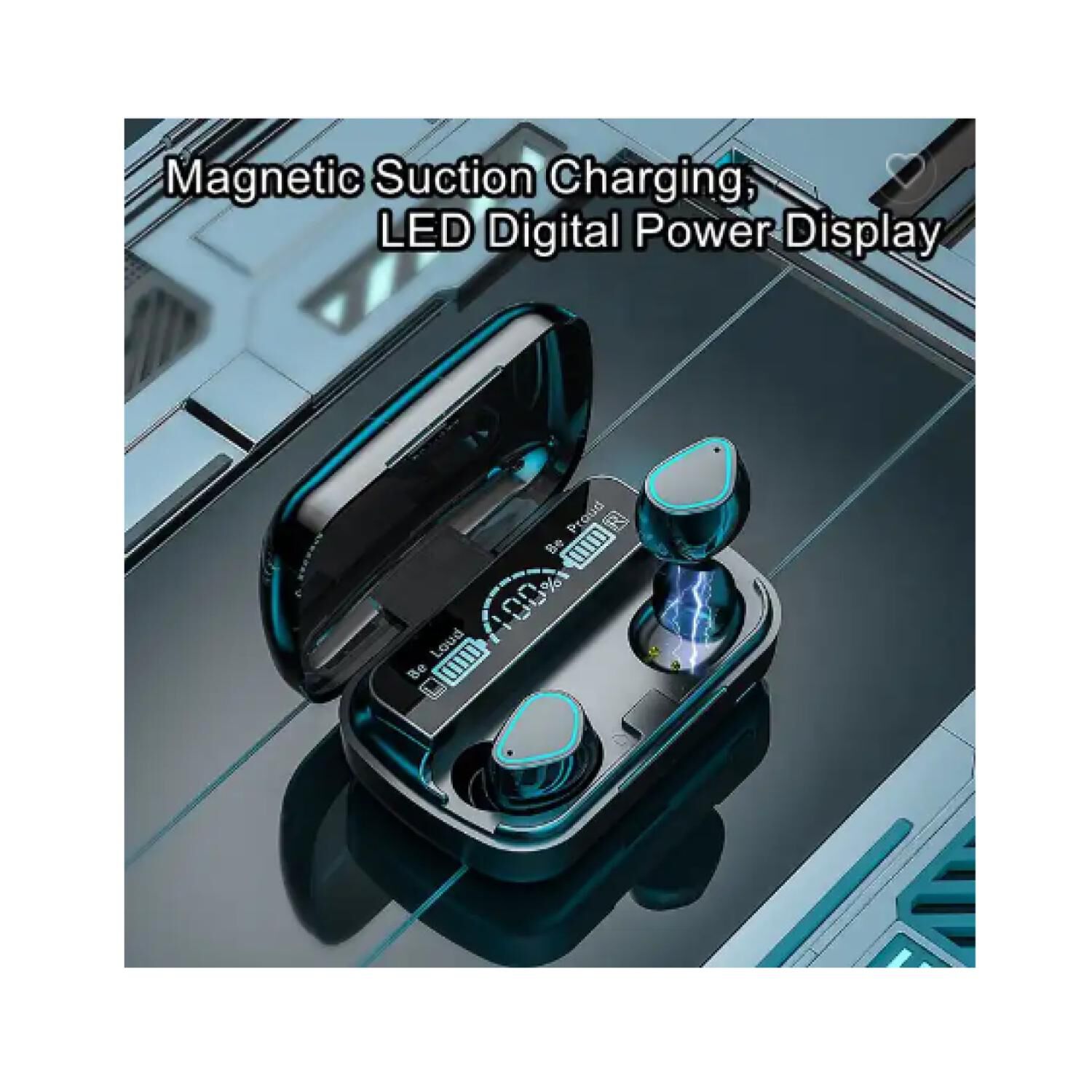 Audifonos Bluetooth Recargables Tws Led In Ear Manos Libres M10 Negro image number 2.0