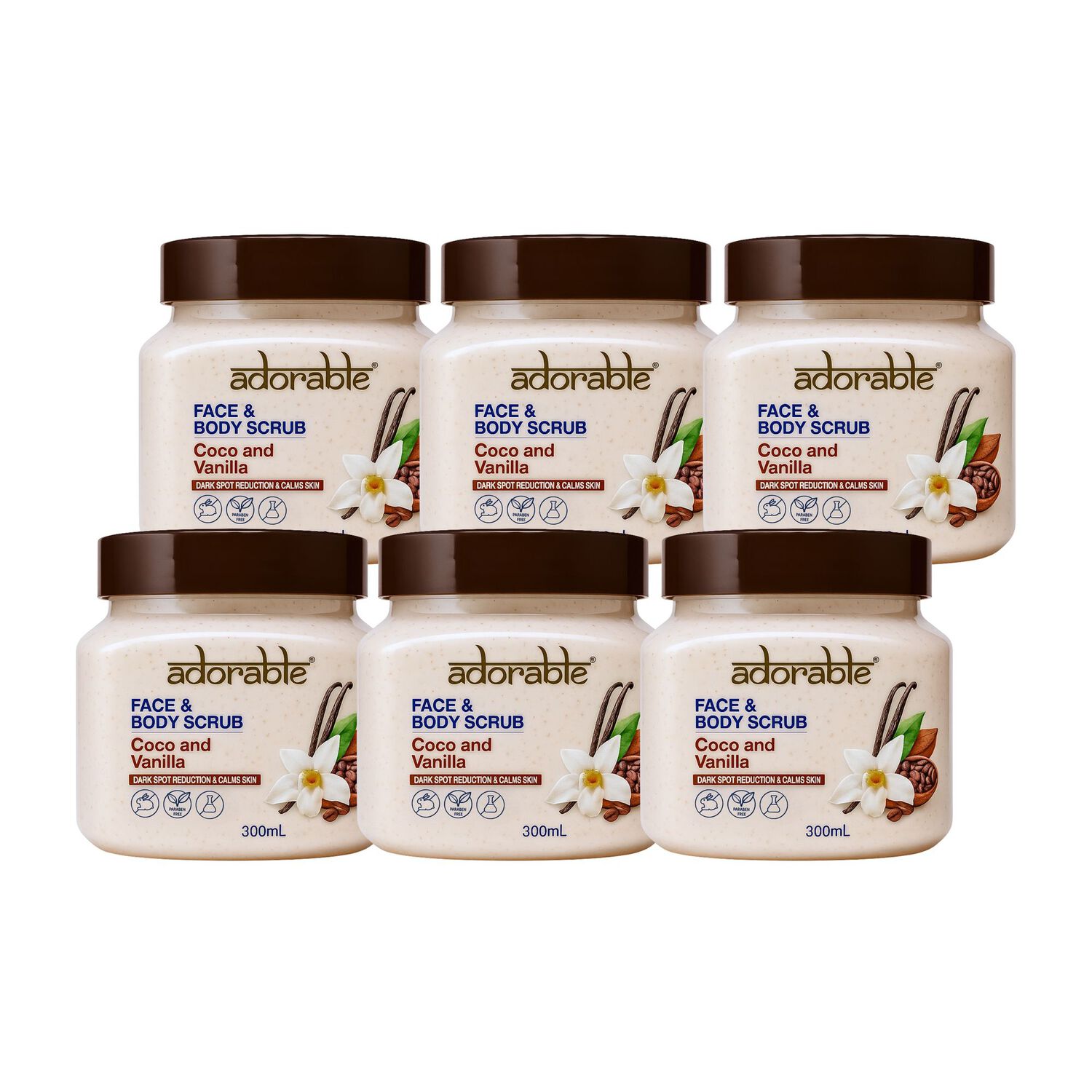 Pack Adorable 6 Exfoliantes Coco-vainilla 300 Ml image number 0.0