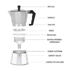 Cafetera Italiana Para 3 Tazas Aluminio