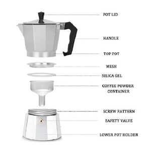 Cafetera Italiana Para 3 Tazas Aluminio