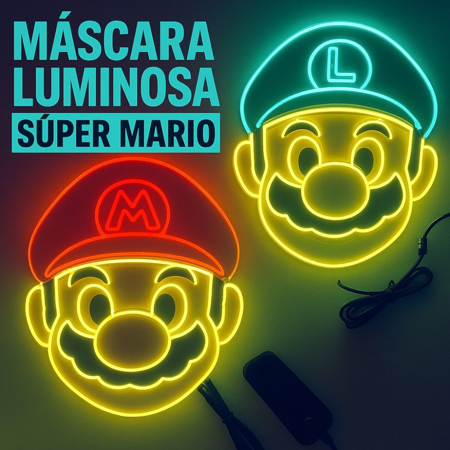 M&aacute;scara Accesorio Cosplay Luigi Led Para Fiesta Super Mario image number 4.0