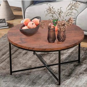 Mesa De Centro 80cm Redonda Madera Clara