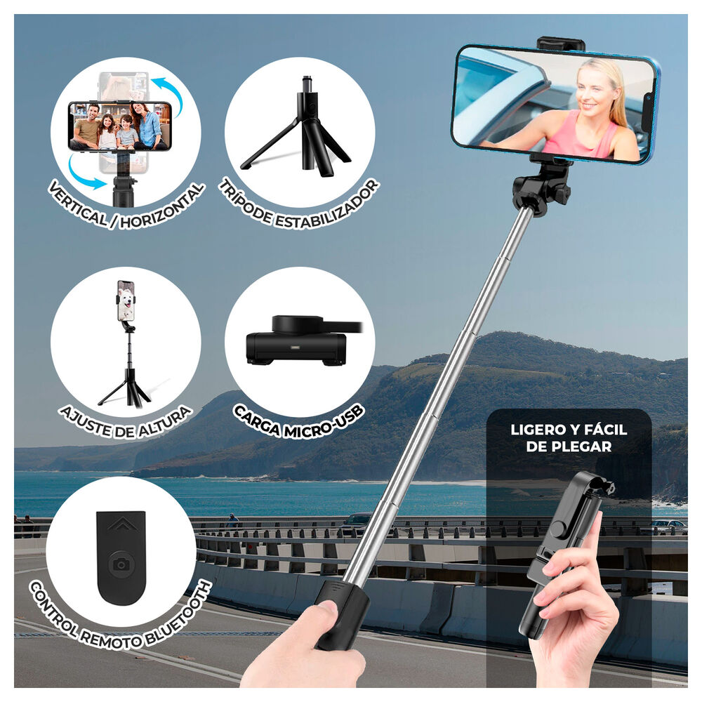 Tripode Palo Selfie Con Control Remoto Bluetooth image number 1.0