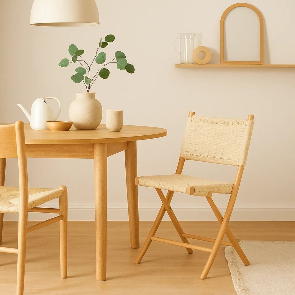 Silla Nido Plegable De Madera Rattan Natural image number 2.0