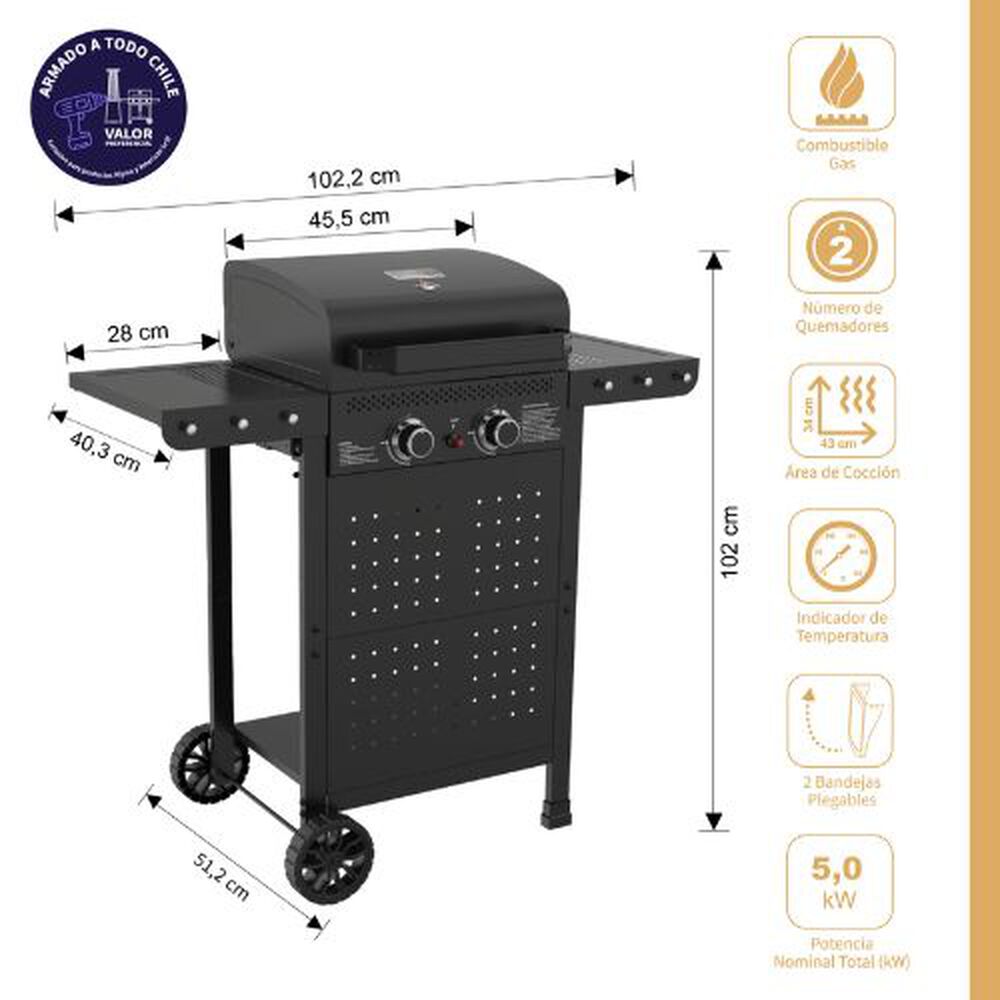 Parrilla Gas Vermont 2b Black image number 1.0