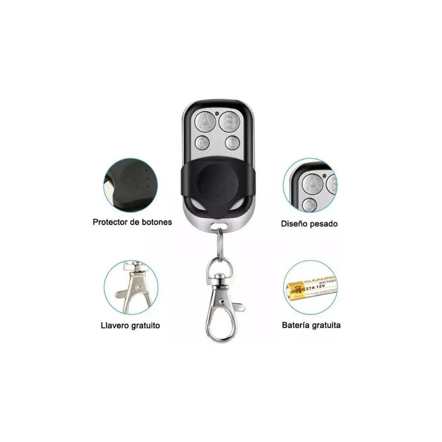 Control Remoto Porton Universal Clonador Duplicador 433mhz 4 Botones image number 2.0