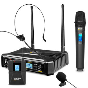 Kit Micr&oacute;fono Inal&aacute;mbrico Multifrec. Skp Uhf 700pro