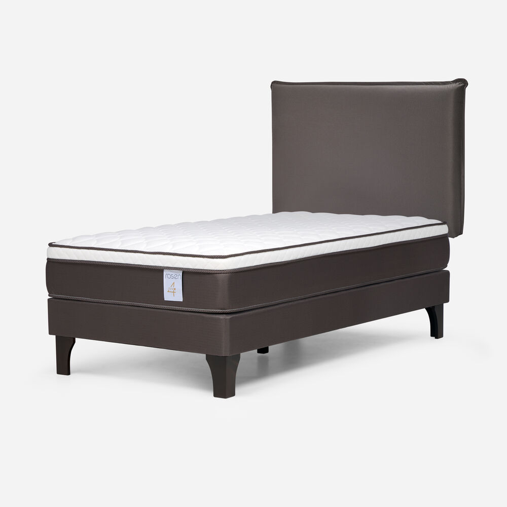 Cama Europea Rosen New Style 4 Plus / 1.5 Plazas / Base Normal  + Respaldo Maurice Chocolate image number 1.0