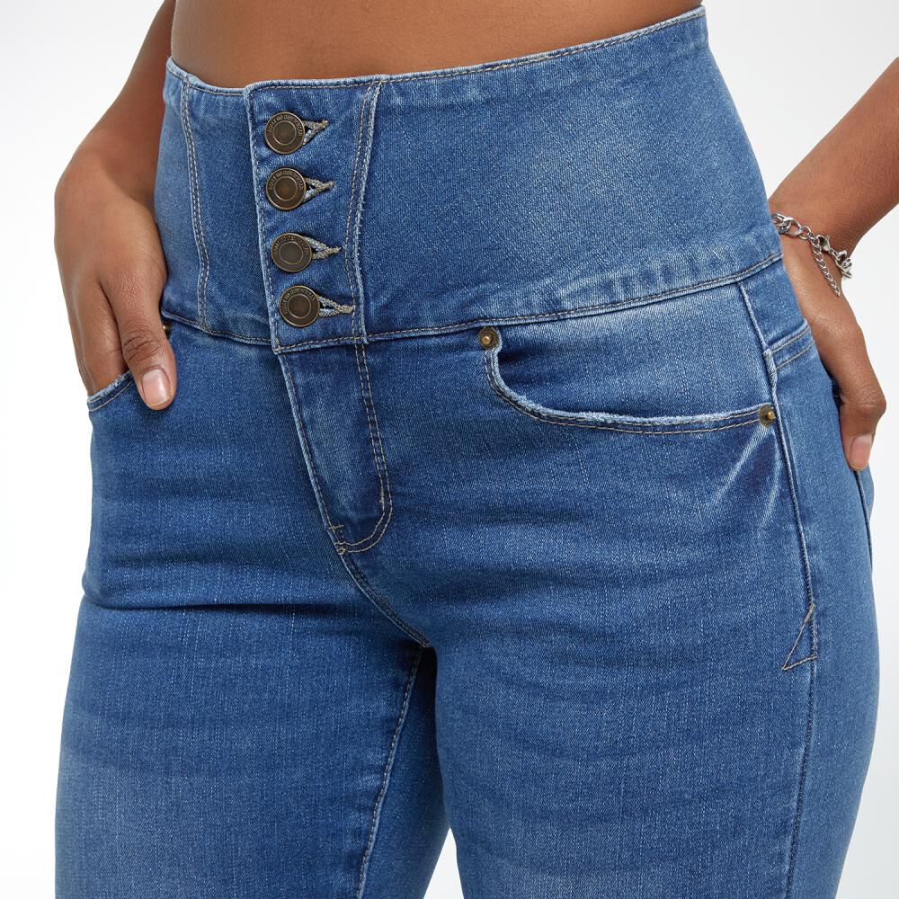 Jeans Tiro Alto Con Botones Super Skinny Mujer Rolly Go image number 4.0