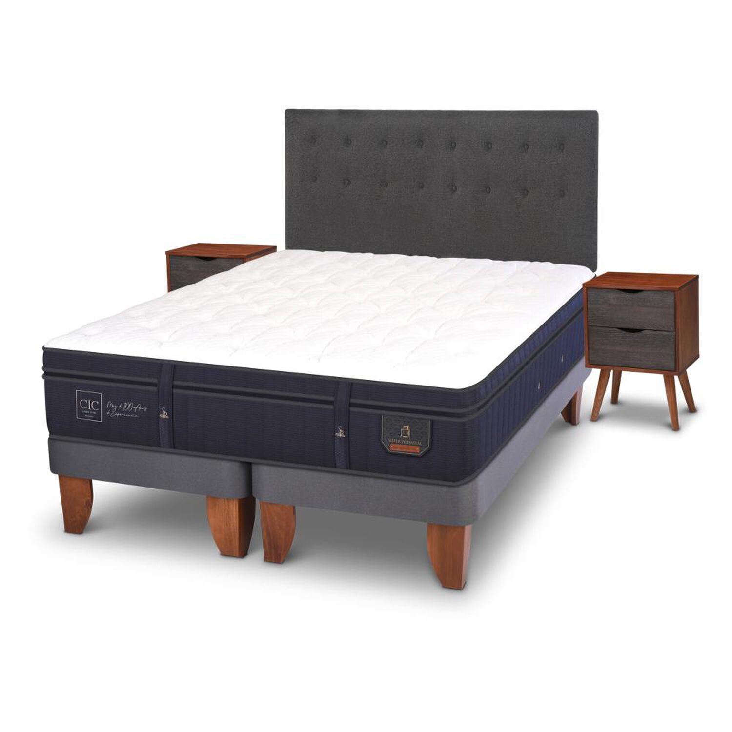 Cama Europea Cic Super Premium / King / Base Dividida + Set De Maderas image number 3.0