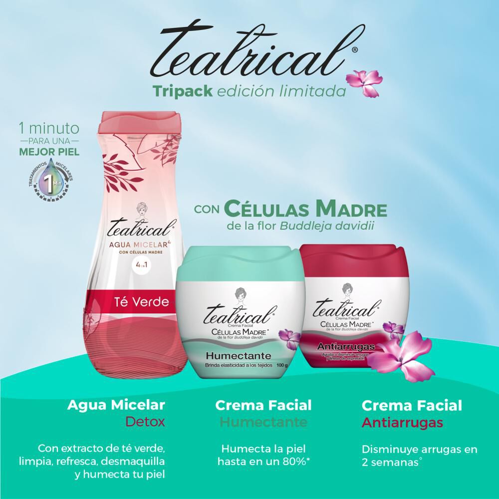 Set De Tratamiento Teatrical / Agua Micelar + Crema Humectante 100 + Crema Antiarrugas 100 image number 2.0