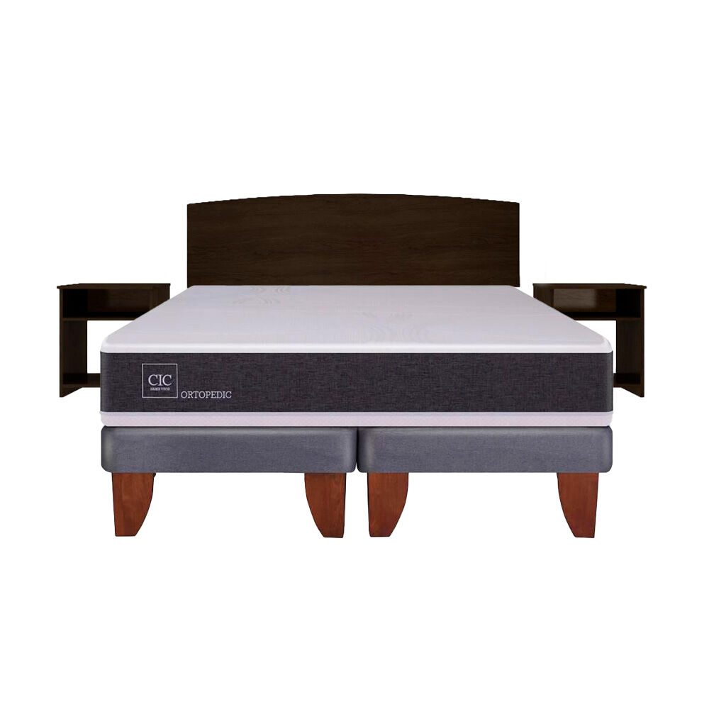 Cama Europea Cic New Ortopedic / 2 Plazas / Base Dividida + Set De Maderas Dakar image number 0.0