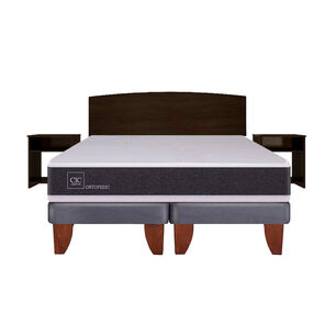 Cama Europea Cic New Ortopedic / 2 Plazas / Base Dividida + Set De Maderas Dakar