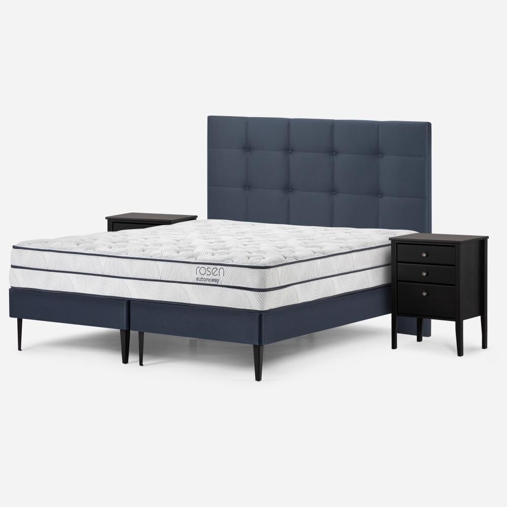 Cama Europea Rosen Autonomy / 2 Plazas / Base Dividida + Set De Maderas Issey Azul image number 1.0