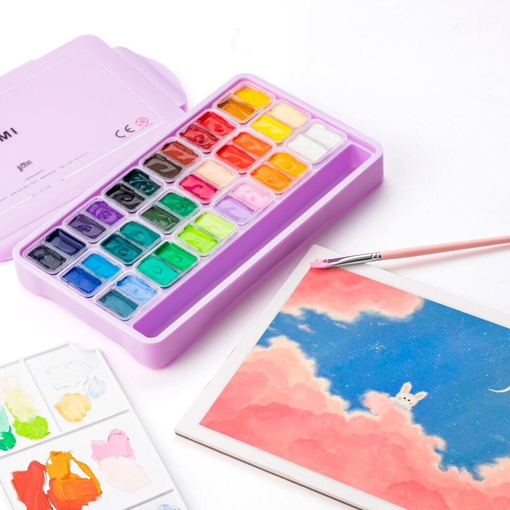 Himi Set Gouache 36 Colores Twin Cup 12g + 3 Pinceles Morado image number 3.0
