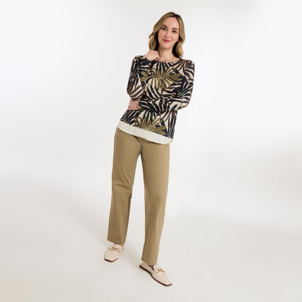 Sweater Full Print Manga Larga Cuello Redondo Mujer Geeps image number 1.0