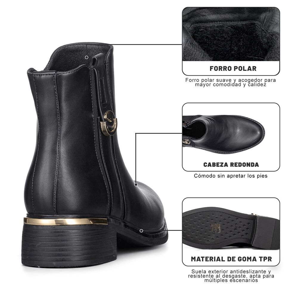 Botin Casual Mujer Eco Cuero Clasico Comodo Weide Hx509 image number 8.0