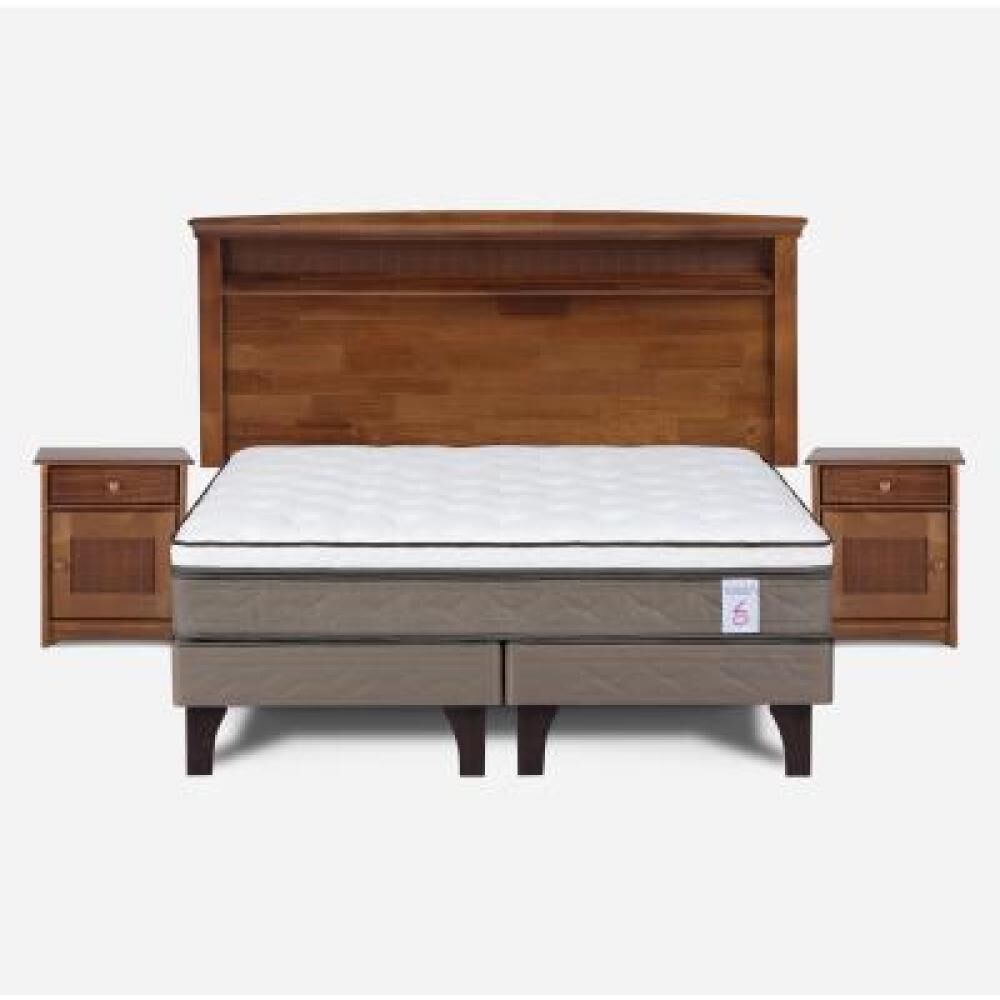 Cama Europea Rosen New Style 6 / 2 Plazas / Base Dividida + Set Maderas image number 6.0