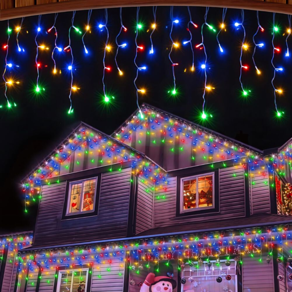 Set 3 Luces Navidad Solar Cascada 144 Led 3m Rgb Decoracion image number 1.0