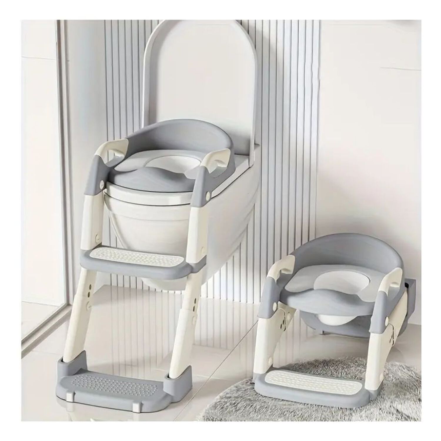 Asiento De Ba&ntilde;o Plegable Multifuncional 3 En 1 Infantil Gris image number 1.0