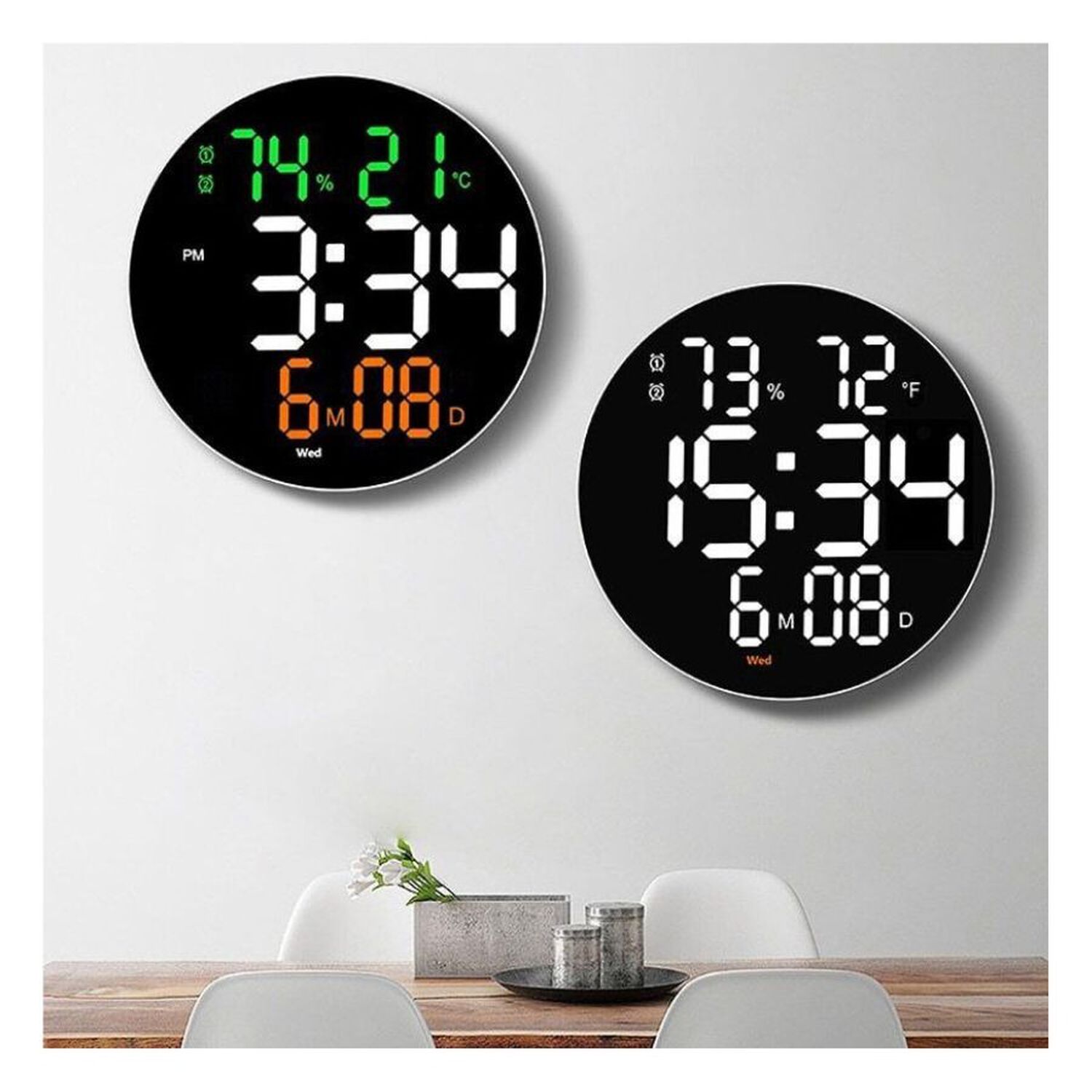 Reloj De Pared Digital Led Grande Sensor Temperatura Moderno image number 1.0