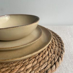 Set De 6 Plato Redondo Ceramica 20 Cm Beige Linea Ekos